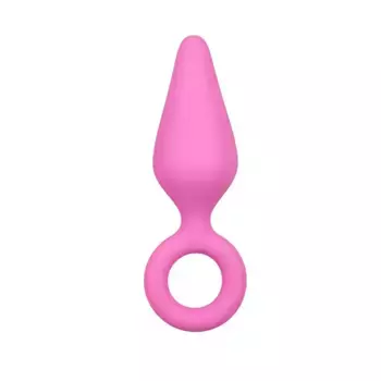 Анальная пробка Easytoys Pink Buttplugs With Pull Ring, розовая