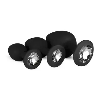 Набор анальных пробок Easytoys Silicone Buttplug Set with Diamond, черные