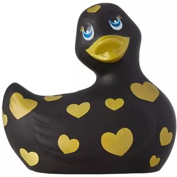Вибратор-уточка Big Teaze Toys I Rub My Duckie 2.0, черно-золотистый