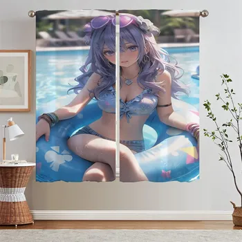 Pool Girl Customs Free Shipping Products Cover Curtain for Living Room Children s Room Curtains Livingroom Blackout Blinds Blind W50xH70cmx2pcs-CL