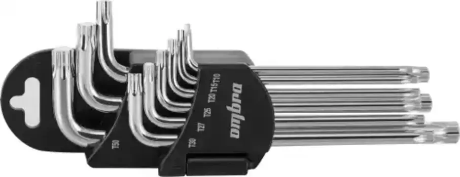 набор ключей! Г-обр. TORX 9пр.Т10Н,Т15Н,Т20Н,Т25Н,Т27Н,Т30Н,Т40Т,Т45Н,Т50Н\ 953009 OMBRA