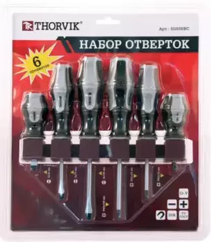 набор отверток стержневых! на держателе, 6пр.\ SDS06BC THORVIK