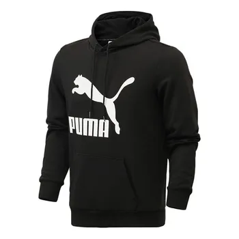 Толстовка essentials fleece hoodie 'black white' Puma, черный