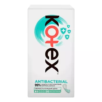 Kotex Antibacterial, прокладки ежедневные экстра тонкие, 20 шт.