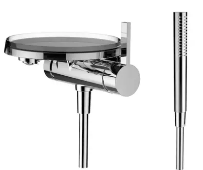 3.2133.9.004.141.1 KARTELL by LAUFEN Смеситель для ванны Simibox 1-point, фиксированный излив 170мм, картридж Ecototal, с гибким шлангом 1800мм · Kartell By Laufen, Laufen, 3213390041411
