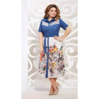 Платье Mira Fashion-4916 В цвете: Синий, Разноцветный; Размеры: 56,50,52,54
