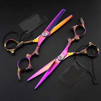 Профессиональные ножницы для стрижки волос JP 440c из стали 6 Gem Dragon Purple, парикмахерские ножницы для филировки волос
