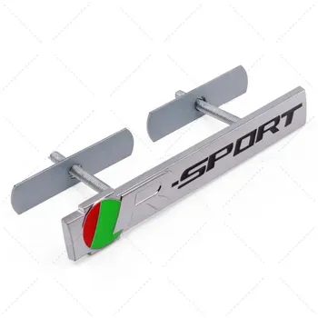 3D металлический логотип R SPORT на переднюю решетку радиатора, эмблема, значок, наклейки для R-Sport XJ XE XF F-TYPE F-PACE E-TYPE, аксессуары для стайлинга автомобиля Silver-Sticker