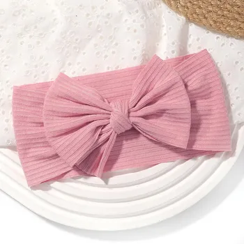 Knit Baby Headband Rib Bow Elastic Soft Nylon Newborn Headbands Baby Girl Children Turban Infant Kids Headwear Hair Accessories