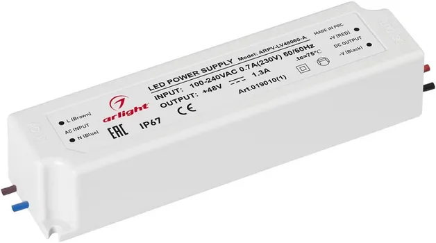 Блок питания Arlight ARPV-LV48060-A 019010(1) (48V, 1.3A, 60W) IP67 пластик