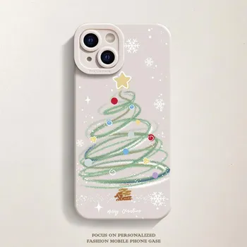 Мягкий силиконовый чехол для телефона Merry Christmas Tree для iPhone 16 15 14 13 12 11 Pro XS Max X XR 8 7 Plus Happy New Year Gifts противоударный бампер задняя крышка iPhone 15 красный