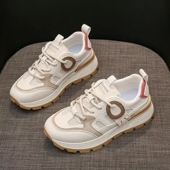 New Dad Shoes Girls Spring Student Sports Running Shoes Casual Shoes Thick Sole Increase 35 серый