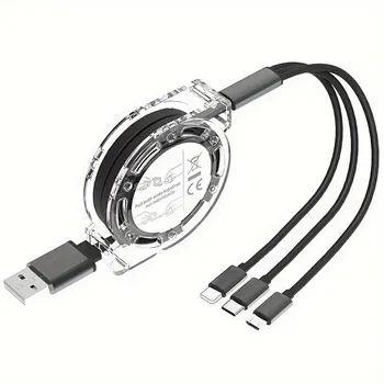 3 в 1 для iPhone TYPE-C Micro Выдвижной кабель для зарядки одного-трех сотовых телефонов Кабель для зарядки красный