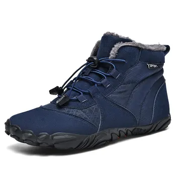 Женские зимние бархатные сапоги Plus Snow Boots Casual Suede на шнуровке, теплые хлопковые туфли, большие нескользящие ботинки 36 чёрный