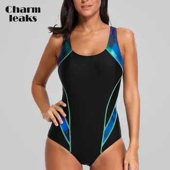 Charmleaks цельный женский спортивный купальник спортивный купальник монокини с цветными блоками пляжный купальный костюм S красный