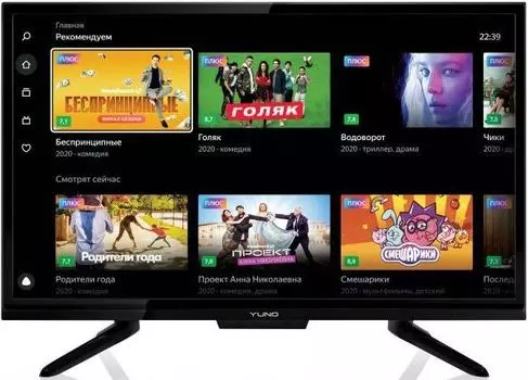 Телевизор 24" Yuno ULX-24TCS221, 1366x768, DVB-T /T2 /C, HDMIx2, USBx2, WiFi, Smart TV, черный (ULX-24TCS221) (РФ)