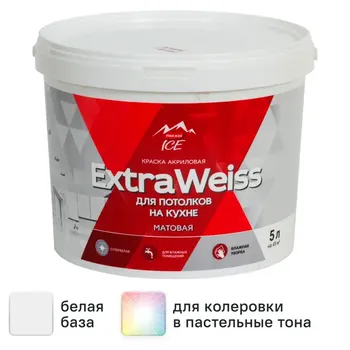 Краска для потолков Parade DYI ExtraWeiss матовая цвет белый база А 5 л