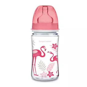Бутылочка Canpol Jungle PP EasyStart с широким горлышком, антиколиковая, 35/227, 240 мл, 3м+, коралл