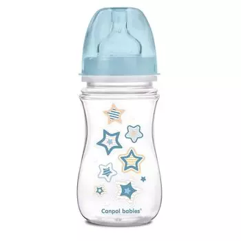 Бутылочка с широким горлышком Canpol PP EasyStart born baby антиколиковая, 240 мл, 3+ мес., 35/217, голубая