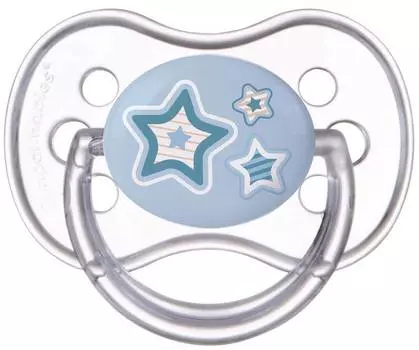 Canpol born baby Пустышка круглая силиконовая, 0-6 месяцев, цвет голубой, 22/562