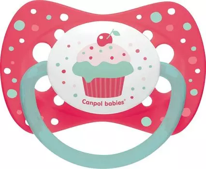 Canpol Пустышка Cupcake симметричная, силиконовая, 18+ месяцев, цвет розовый, 23/284