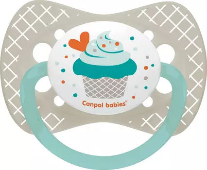 Canpol Пустышка Cupcake симметричная, силиконовая, 18+ месяцев, цвет серый, 23/284