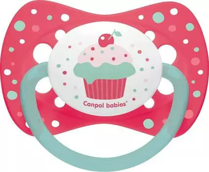 Canpol Пустышка Cupcake симметричная, силиконовая, 6-18 месяцев, цвет розовый, 23/283