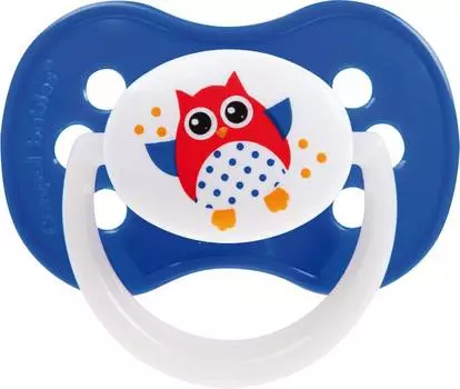 Canpol Пустышка Owl симметричная, силиконовая, 0-6 месяцев, цвет синий, 22/568