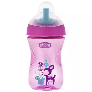 Чашка-поильник Chicco Advanced Cup (с трубочкой), 12 мес.+, 266 мл., розовый/олененок