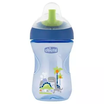 Чашка-поильник Chicco Advanced Cup (с трубочкой), 12 мес.+, 266 мл., синий/динозавр