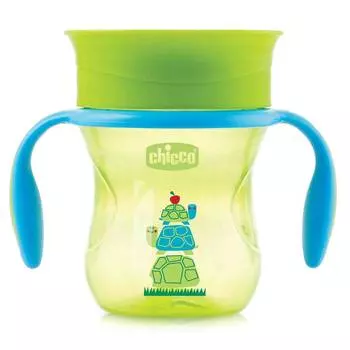 Чашка-поильник Chicco Perfect Cup (носик 360), 12 мес.+, 266 мл, зеленый/черепашка