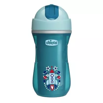 Чашка-поильник Chicco Sport Cup с трубочкой, 14 мес.+, 266 мл, голубая