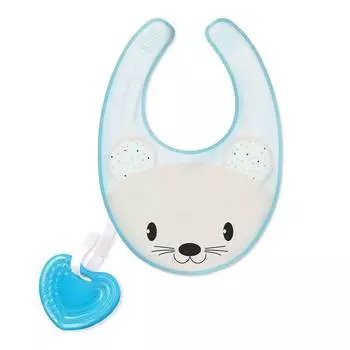 Chicco Нагрудник с прорезывателем Fresh 3-в-1, 00002582200000, 4 мес+, голубой
