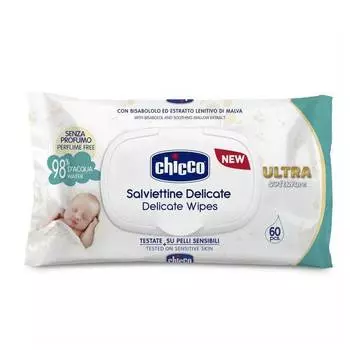 Chicco Салфетки ультра-мягкие влажные с клапаном 60 шт.