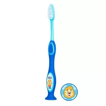 Chicco Зубная щетка с присоской 36 мес.+, голубая