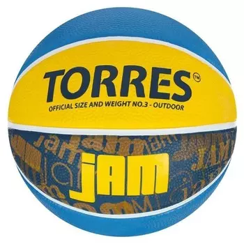Мяч баск. "Torres Jam" арт.b02043, р.3, резина, нейлон. корд, бут. кам., син-желт-голубой