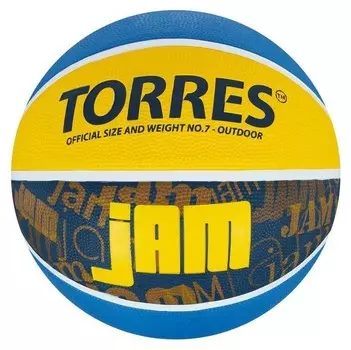Мяч баск. "Torres Jam" арт.b02047, р.7, резина, нейлон. корд, бут. кам., син-желт-голубой