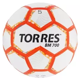 Мяч футбольный Torres BM 700, размер 5, 32 панели, PU, гибридная сшивка, цвет бежевый/оранжевый/серый