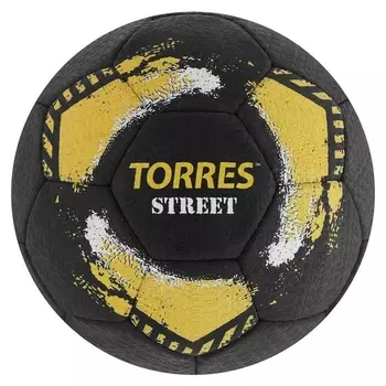Мяч футбольный Torres Street, размер 5, 32 панели, резина, 4 подкладочных слоя, ручная сшивка, цвет чёрный/жёлтый