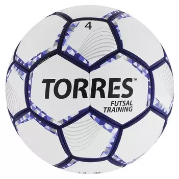 Мяч футзальный Torres Futsal Training, размер 4, 32 панели, PU, 4 подкладочных слоя, цвет белый/фиолетовый