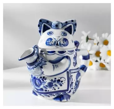 Молочник "Кошка", 20х11х16,5см, V-500мл, гжель