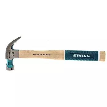Молоток-гвоздодер, 200 г, угол 45, магнит, обрезиненная рукоятка American Hickory