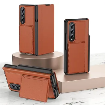 Чехол для Samsung Galaxy Z Fold 4 5g, кожаный чехол с отделением для ручки, держатель для карты, откидная крышка-подставка для Galaxy Z Fold4, чехол Fundas For Galaxy Z Fold 4