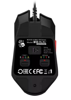 Мышь A4Tech W60 MAX MINI Max Mini черная оптическая (12000dpi) USB (9but) 1931311