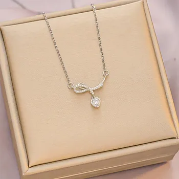 Темпераментное ожерелье с бантом Love, женская цепочка на ключицу