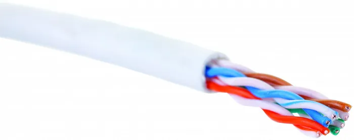 Кабель витая пара U/UTP 5e кат. 4 пары Eurolan 19C-U5-12WT-B305 24AWG(0.51 мм), медь, одножильный (solid), внутренний, LSZH, нг(A)-HF, белый, уп/305м