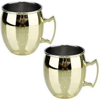 2 шт., новая кружка для коктейля и вина, кружка Moscow Mule из нержавеющей стали, кованая, 500 мл, медная кружка для пива, посуда для бара 500ml
