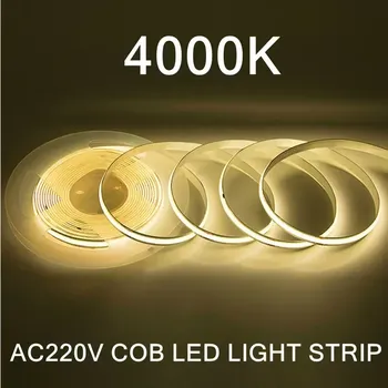 OuuZuu Светодиодная лента COB теплый белый 220В 240 светодиодов на метр 1-5 м