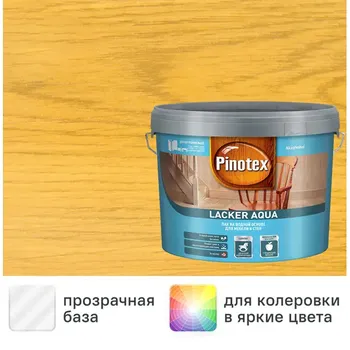 Лак для стен на водной основе Pinotex Lacker Aqua 70 цвет прозрачный глянцевый 9 л