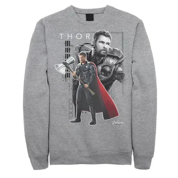 Мужской флисовый пуловер с портретом и плакатом Marvel Thor Collage